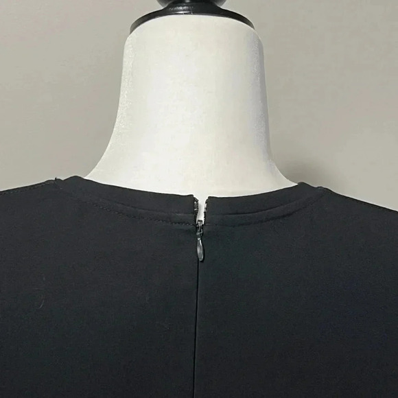 Club Monaco Short Sleeve Leather Accents  Shift Dress Black - Picture 10 of 13